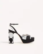Valentino Bowow Platform Sandal In Moiré Fabric With Crystals 115Mm
